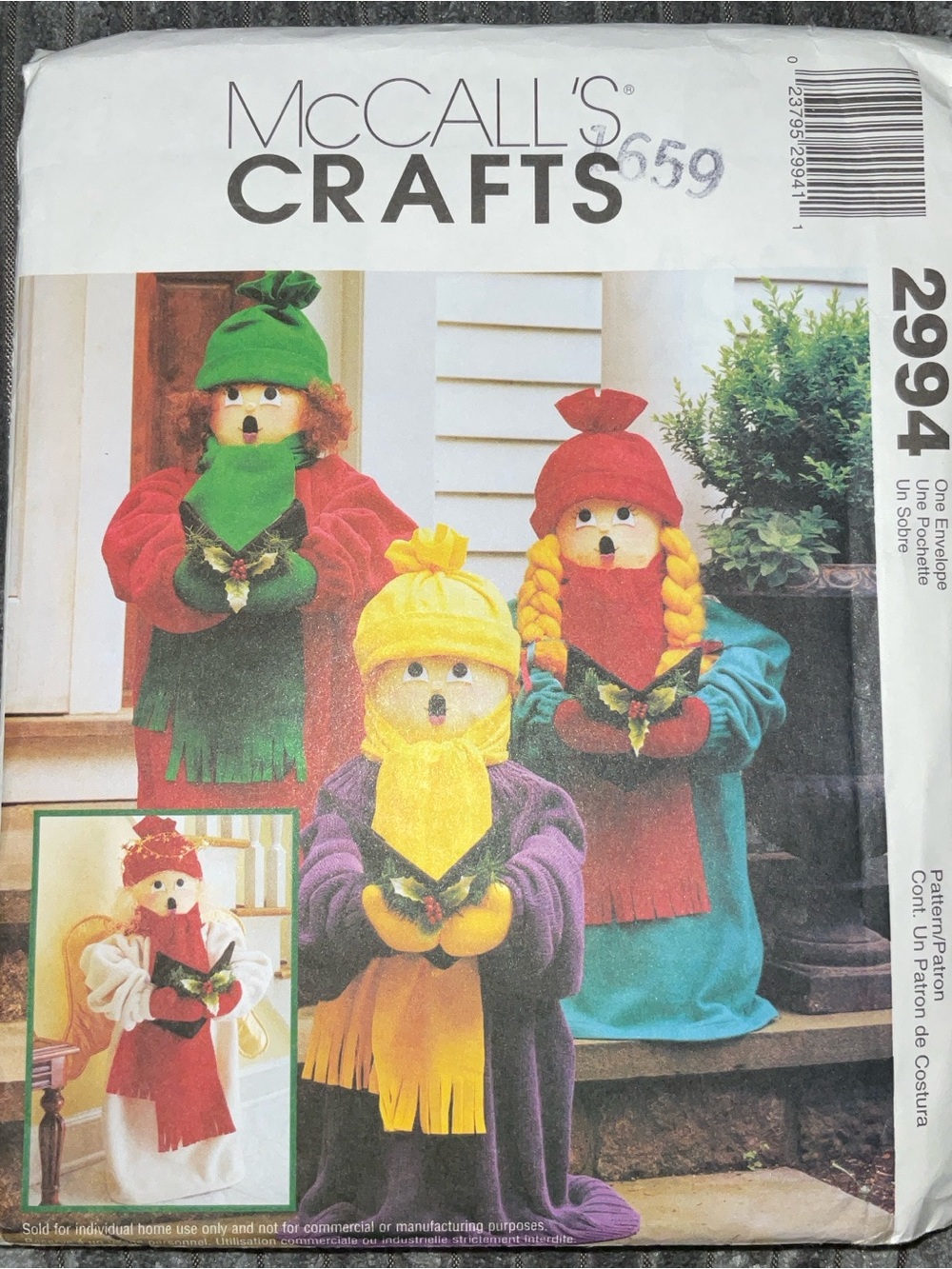 McCall's Crafts 2994 24” Caroler dolls. Uncut. FF
